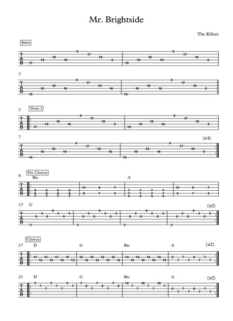 The Killers Guitar Chords
