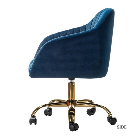Luxurious Velvet Adjustable Office Chair With Sleek Armrest in Blue Co ...