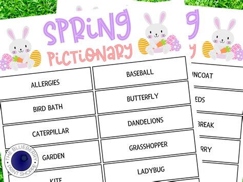 Spring pictionary game charades springtime fun act it out fun easter ...