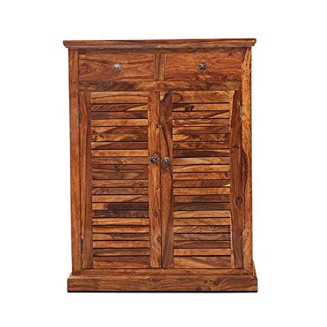 MH DECOART Sheesham Wood Shoe Cabinet with 2 Door and 2 Drawer for Home ...