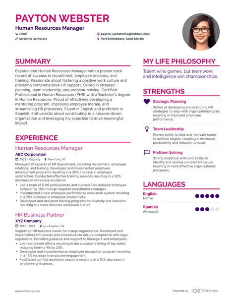 Human Resources Manager Resume Example at Ruby Black blog