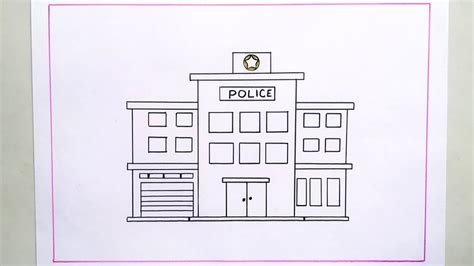 police station drawing || how to draw police station drawing || easy ...