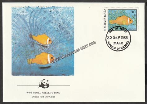 1986 Maldives WWF World wide Fund For Nature Angel Fish Set of 4 FDC ...