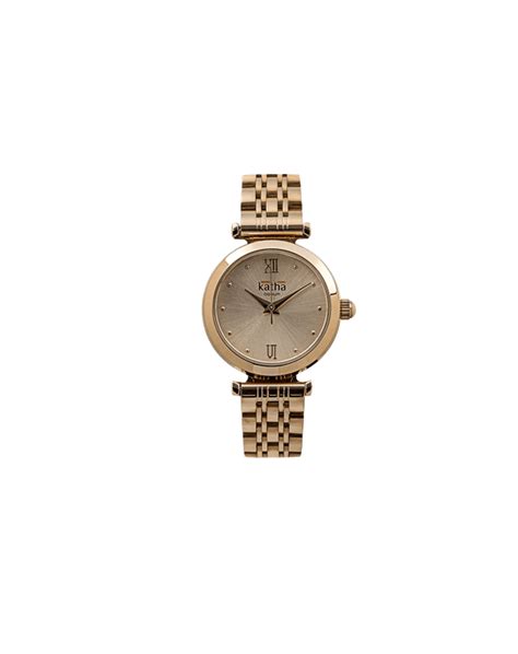 Qorum Katha Ladies Watch - Rose Gold Plated Stainless Steel Case With ...
