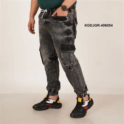 Kagad Jeans Mens Plus Size Loose Fit Charcoal Grey Color Denim Jogger ...