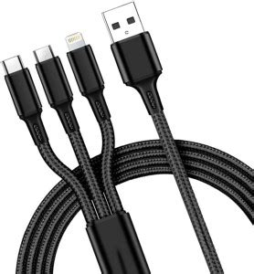 ANY KART Power Cord 3 A 1.5 m Nylon Braided 3-in-1 Multifunctional Fast ...