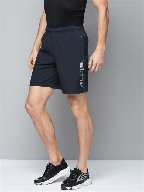 ALCIS Men Navy Blue Solid Slim Fit Running Sports Shorts AAMSHOSI00031603-S