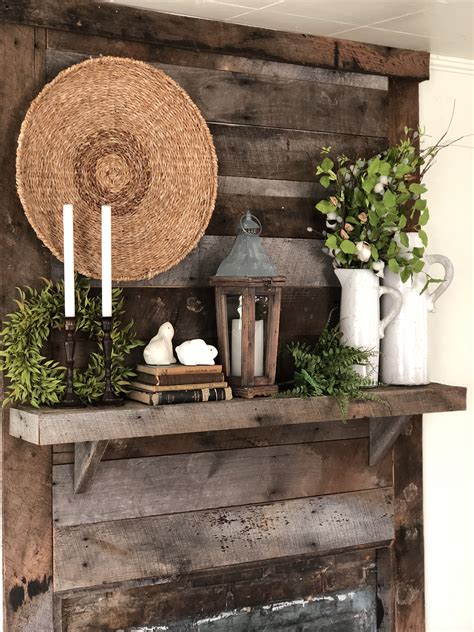 Embrace rustic charm with this Spring-inspired farmhouse mantel decor