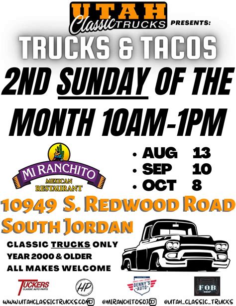 Utah Classic Trucks Trucks and Tacos Aug 2023 - 2024 Utah Car Show Calendar