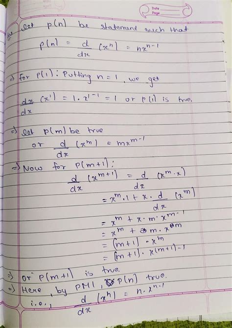Using mathematical induction, prove that dxd (xn)=nxn−1 for all ...