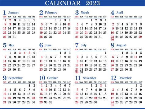 2023年カレンダー印刷用無料- E START サーチ