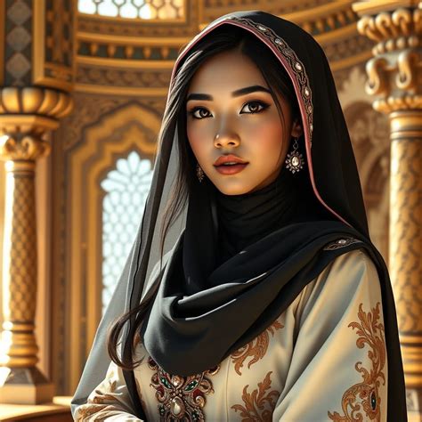 Hijab - 134FE11 - 10 - Regal Filipina Woman in Elegant Hijab...