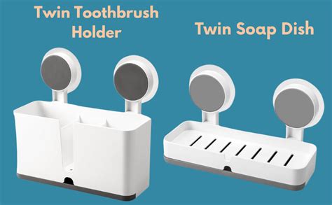SHALVI Plastic Soap Dish & Wall Mount Self Adhesive Toothbrush Holder ...