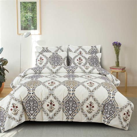 Buy THE HOME STYLE Cotton Feel Glace Cotton Elastic Fitted Printed ...