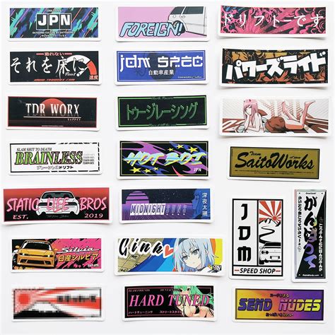 60Pcs Japanese Decal Lolicon Hentai Anime Car Stickers Funny JDM Drift ...