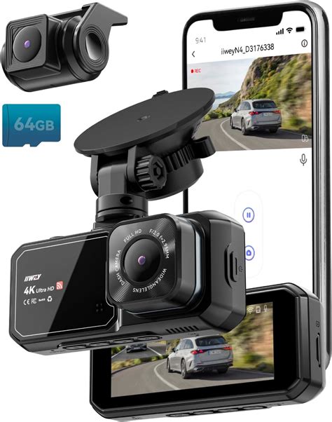 Amazon.com: Dash Cam Front Rear 4K/1080P, Dash Camera for Cars Build in ...