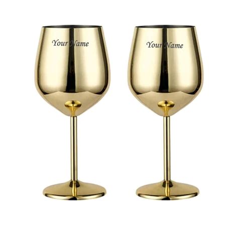 Buy abrazo Customised Stainless Steel Wine Glasses 350 ml Set of 2 ...