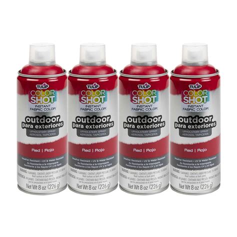 Bulk Buy: Tulip ColorShot Outdoor Upholstery Spray Paint 8 oz. 4-Pack, Red