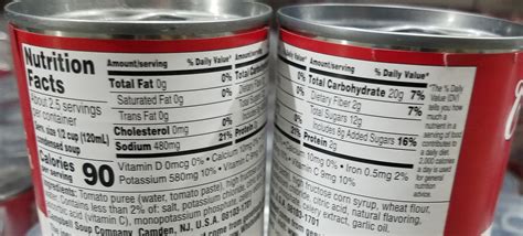 Campbells Soup Nutrition Label