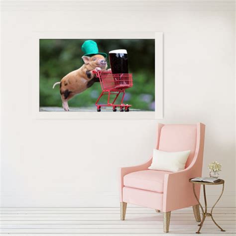 Cute Piggy with Green Hat Poster (18 Inch x 12 Inch) Paper Print ...