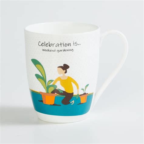 Buy Celebrations White Printed Bone China Mug - 340ml - Set Of 4 from ...