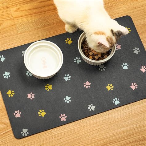 Yetstock Absorben Pet Feeding Mat for Dog and Cat Paw Dark Gray, 12x19 ...