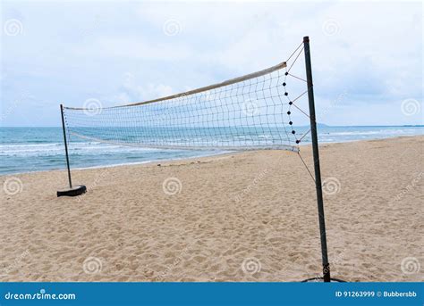 A Beach Volleyball Net on the Beach. Stock Image - Image of beach ...