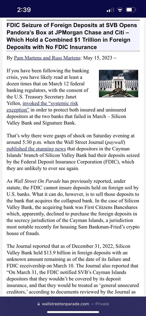 WallStreetOnParade, May 15, 2023: “FDIC Seizure of Foreign Deposits at ...