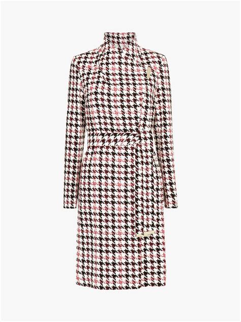 Ted Baker Abellaa Houndstooth Belted Coat, White, M