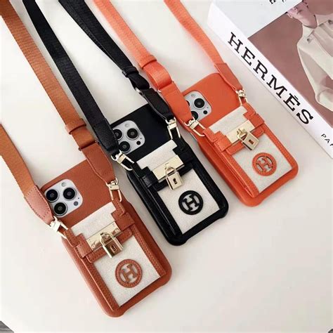Luxury Branded Leather Locked Wallet Case For iPhone With Sling ...