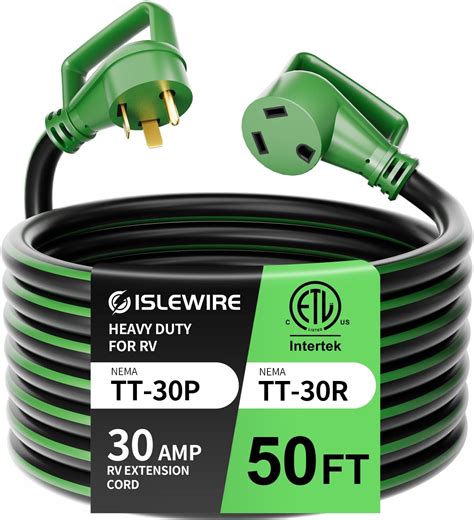 Amazon.com: islewire 30 Amp 50 Feet RV Extension Cord with Grip Handle ...