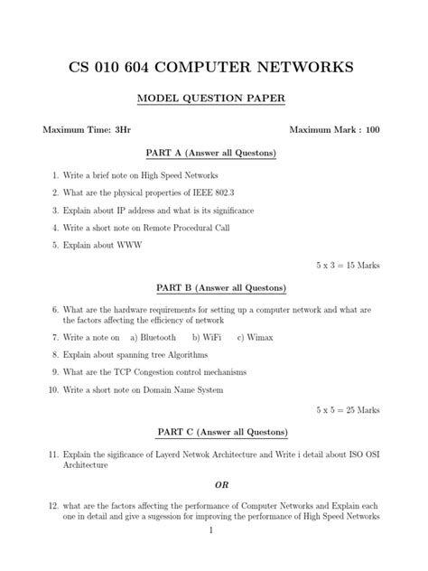 Image result for Computer Network Question Paper