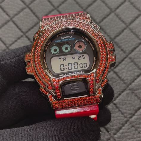 Custom Red Iced Out G-Shock Watch – JewelryFresh