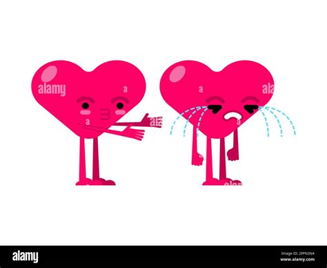 Hearts quarrels and reconciles. Two love are arguing. Concept of ...