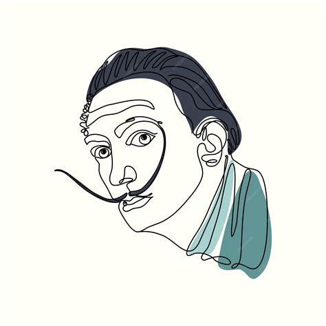 Premium Vector | Salvador dali vector one line art portrait famous ...