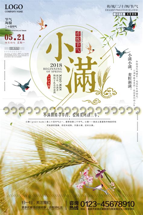 中国传统二十四节气小满海报设计模板素材