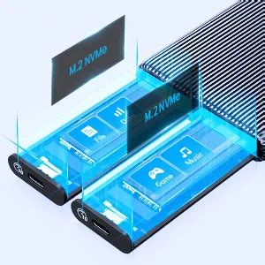 ORICO Dual M.2 NVMe SATA SSD Enclosure, USB C to M2 Adapter for M Key ...