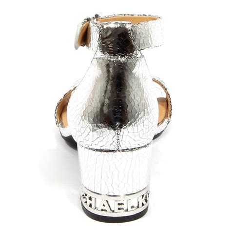 G0684 sandalo donna MICHAEL KORS PORTIA silver metallic leather sandal ...