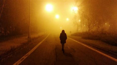 Rear view of person walking on illuminated street at night | Premium Photo