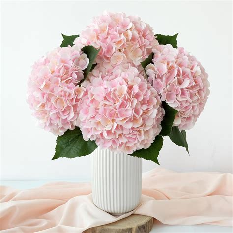 Amazon.com: SUMTIPHUN 4 Pcs Pink Hydrangeas Artificial Flowers, 20 ...