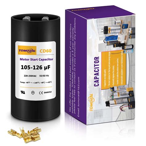 Buy 105-126 uf/MFD 220-250VAC Voltage CD60 Round Motor Start Capacitors ...