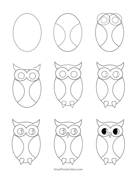 How To Draw An Owl –Step By Step Tutorial - Artsy Pretty Colors | Owls ...