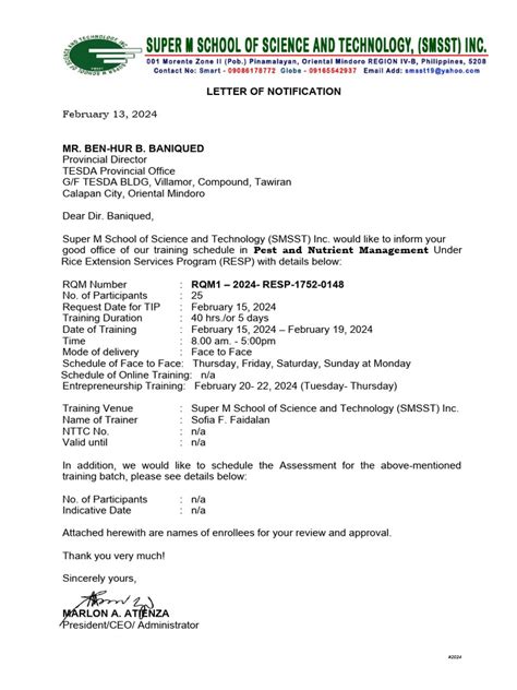 Image result for Notification Letter Sample