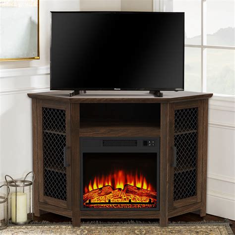 Red Barrel Studio® 45'' Electric Corner Fireplace TV Stand with Storage ...