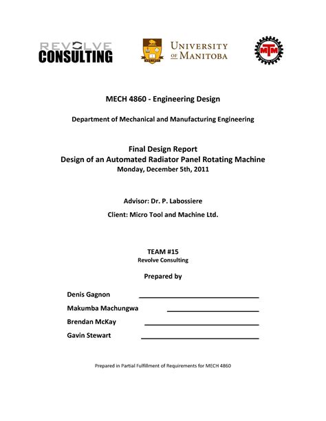 15-Final Report - Hzbzvwixhhdz - MECH 4860 - Engineering Design ...