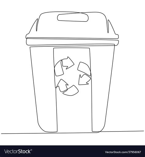 Continuous line drawing trash can Royalty Free Vector Image