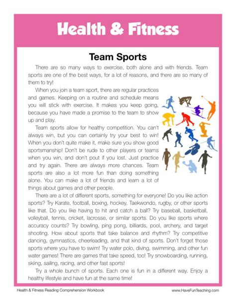 Sports Worksheet Reading 的图像结果