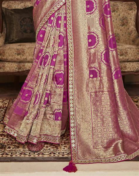 Golden Pink Floral Soft Dola Silk Designer Saree – South India Shopping ...