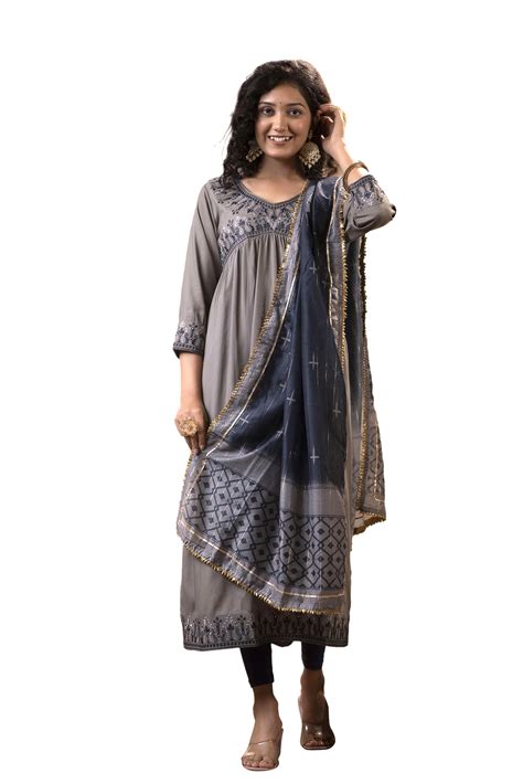 Nehamta Women's Rayon Solid Alia Cut A-Line 3/4 Sleeve Kurta with ...