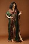 Buy Brown Habutai Silk Print And Embroidery Tie & Dye Collared & Kaftan ...